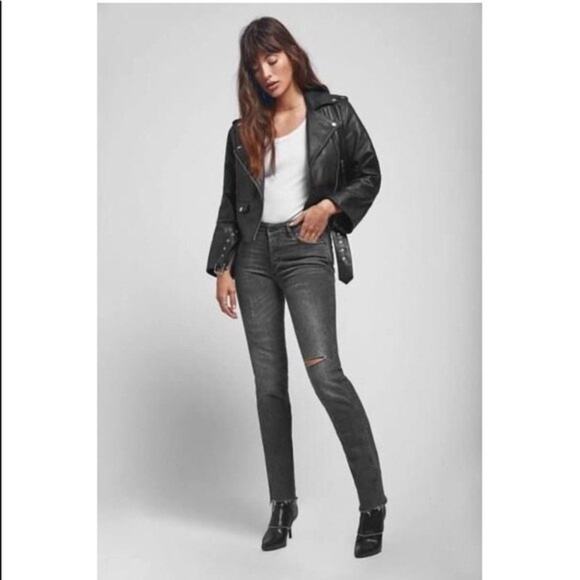 Anine Bing Kara Charcoal Ripped Knee Distressed Ankle Skinny Jeans Size 28 - Picture 14 of 14